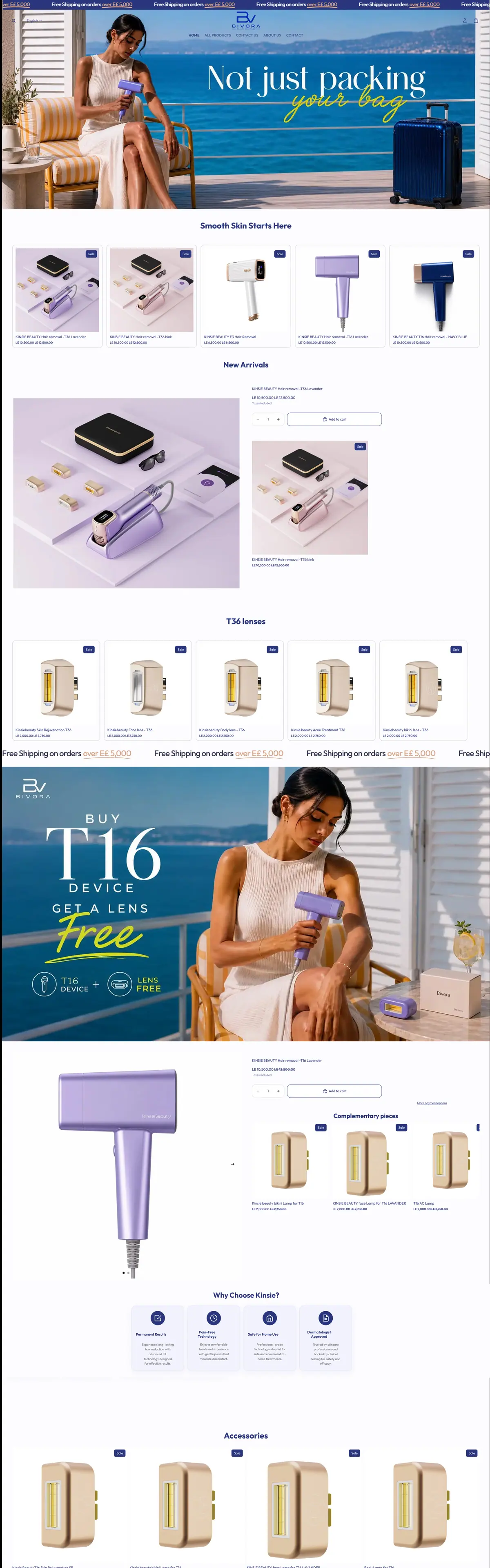 الصفحة الرئيسية لمتجر Bivora على Shopify